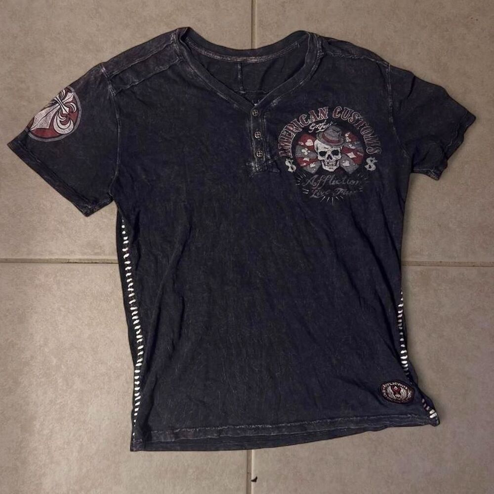 (2010–2012) Affliction American Customs "Live Fast" Henley - L